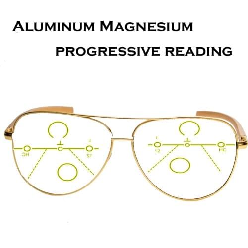CLARAVIDA EUROPEAN LARGE HEAD NAVIGATION ALUMINIUM MAGNESIUM OVERSIZED PROGRESSIVE READING GLASSES +1 +1.5 +2 +2.5 +3 +3.5 +4