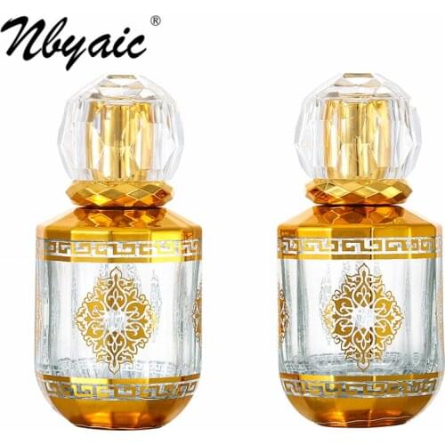 50ml perfume sub-bottle, electroplated golden patterned glass bottle, threaded detachable spray bottle, bottle is empty 1pcs