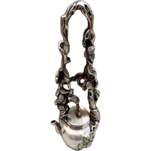 Chinese old plated silver Carving fine workmanship Kung Fu teapot Flagon