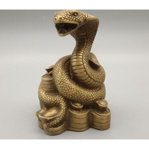 China brass zodiac snake crafts statue