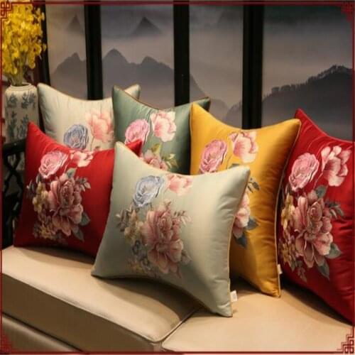 Classical Satin Throw Pillow Cushion Embroidery Handmade Cushion Pillow Without Inner 35x50cm 45x45cm 50x50cm Free Shipping