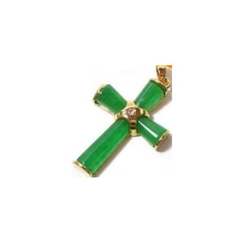 Beautiful green jades cross pendant and necklace + Chain>>> Free shipping