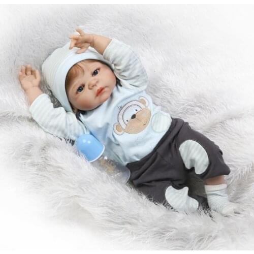 Boy reborn baby doll 22 inch full vinyl silicone body bebe reborn menino bonecas realista children play house toys gift can bath
