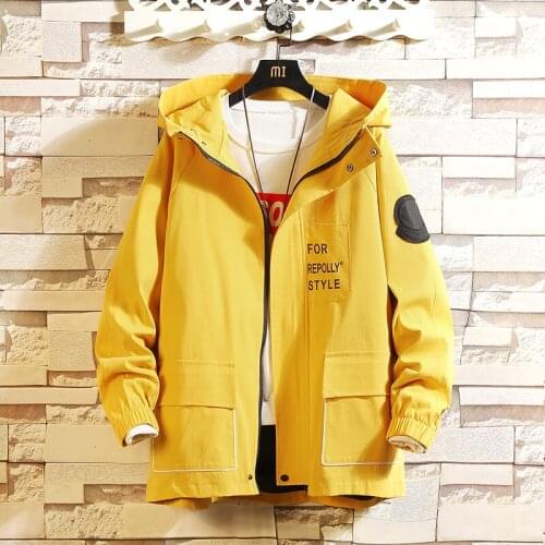 Plus Size 5XL-M Autumn Winter Fashion Letter Print Front Big Pockets Hooded Jacket Men Clothing 2021 Loose Casual Outwear Coats