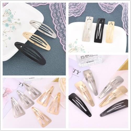20 pcs 4-8cm Black/silver/gold paint Metal Snap Clips,Water drop ,lank Baby Clips,For DIY Hair Clips Jewelry Making Base