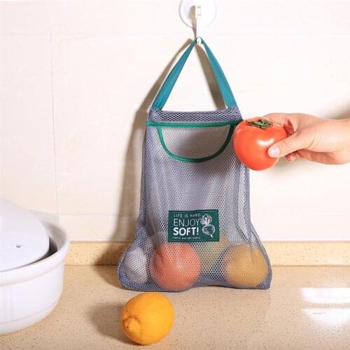 Kitchen Reusable Mesh Grocery Bag Fashion Breathable Net String Bag Mesh Shopping Bag Net Woven Kitchen Storage Bag