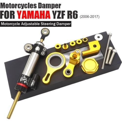 Motorcycle CNC Damper Steering StabilizerLinear Reversed Safety Control with Bracket For YAMAHA YZF R6 2006-2016 R1 2009-2012