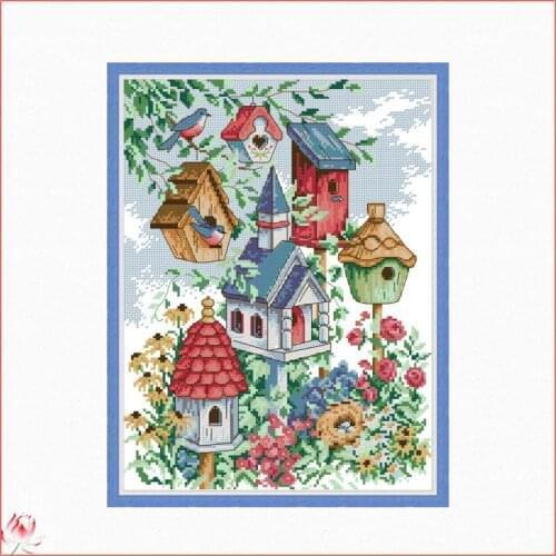 Embroidery Beautiful Home Of The Birds Needlework Cross Stitch Kit Stamped Patterns 11CT 14CT Counting Printed Craft Decoration