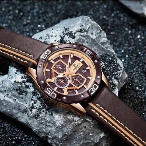 NAVIFORCE Fashion Blue Gold Men Watch luxury Leather Quartz Man Watches Military Sport Waterproof Male Clock Relogio Masculino