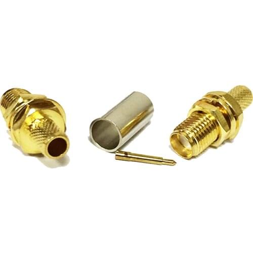 New 10pcs RP-SMA Crimp Jack (male pin) Bulkhead RF Coax Connector For LMR195 RG58 Cable Wholesale Wire Adapter
