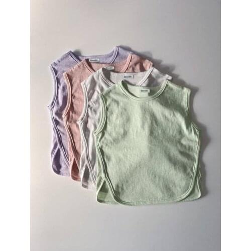 2021 new style girls boys vest summer cotton linen fashion kids waist vest