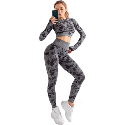 New 2 Piece Seamless Gym Clothing Yoga Set Fitness Workout Sets Yoga Out fits For Women Athletic Legging Womens Sportswear Suit
