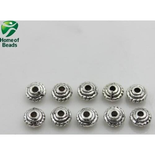 New Fashion Wholesale Antique Silver Color Round Beads Accessories For Making Jewelry 5x3mm (100 Pieces/lot) ZA1037