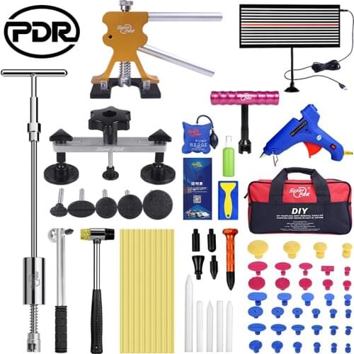 PDR Tools Paintless Dent Repair Tools Dent Removal Kit LED Reflector Board Dent Puller Glue Sticks Hand Tool Set ferramentas