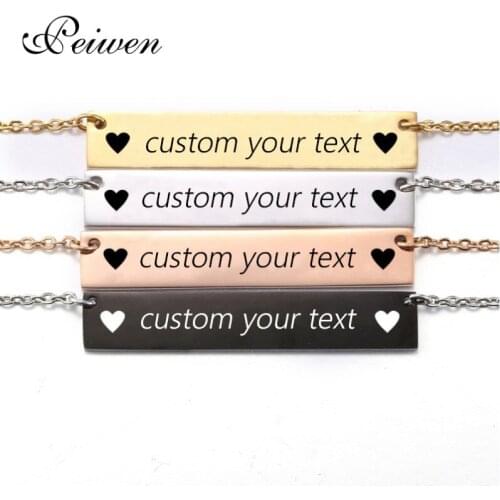 Custom Name Necklace I love you,Mommy ID Bar Charm Chain Stainless Steel Letter Necklaces for Women Men Jewelry Mothers Day Gift