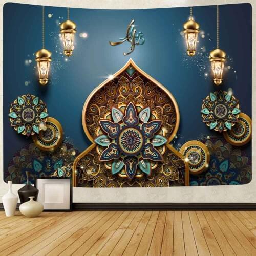 Simsant Festival Tapestry Eid Muslim Ramadan Art Wall Hanging Tapestries for Living Room Home Dorm Decor Banner