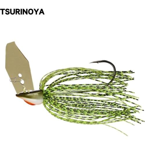 TSURINOYA Fishing Lure BLADED SWIM JIG Buzz Bait 11g 14g Metal Lead Head Rubber Skirt Spinner Bait Rotating Spoon Bass Pike Lure