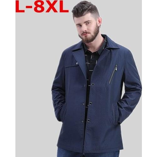 Plus size 8XL 7XL 6XL Spring Autumn Polyester Slim Fit Thin Stand Male Casual Jacket Men Windbreaker Jackets Coat