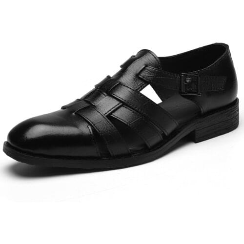 Luxury High Quality Summer Hollow Out Genuine Leather Shoes Large Size Mens Formal Sandals Breathable Casual Business Sandals