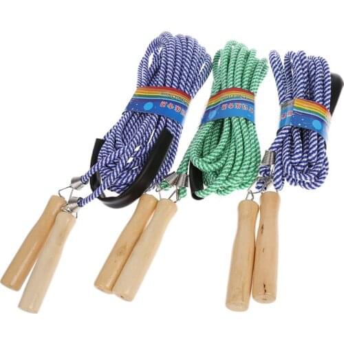 Hot Wooden Handle Skipping 5m 7m 10m Gym School Group Multi Person Rope Jumping 448D
