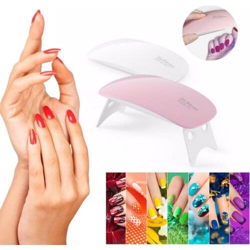 6w Folding Mini Mouse Nail Phototherapy Machine USB Nail Polish Drying Lamp LED Lamp Professional Household Nail Tools