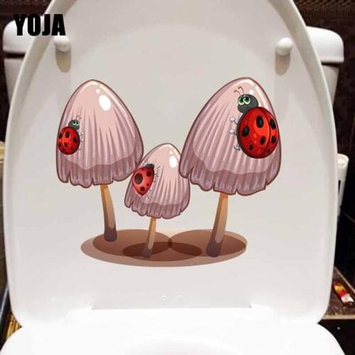 YOJA 23X19.4CM Creative Cartoon Seven Star Ladybug On Mushroom Children Room Home Decor Toilet Decal Wall Sticker T5-1104