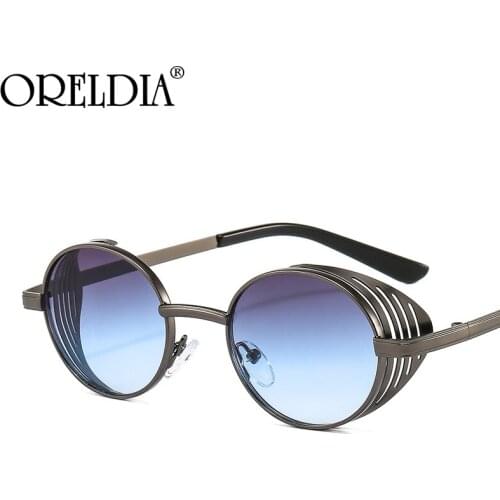 Ladies Sunglasses Punk Style Metal Mesh Decorative Sunglasses Fashion Men And Women Round Small Frame Gradient Color Glasses Hot