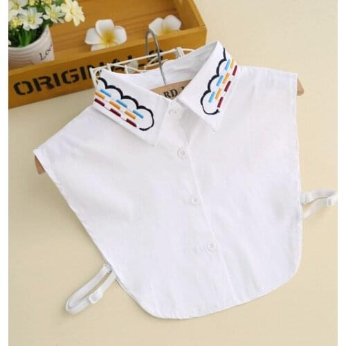 YSMILE Y Women Fake Collar Cotton Wild Embroidery Collar Necklace White Casual Female Shirt Collar High Quality B74