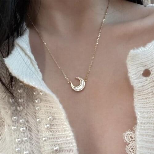 925 Sterling Silver Shell Moon Pendant Necklace For Women Female Fashion Retro French Romantic Lovely Handmade Jewelry