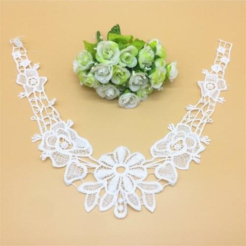 1pcs 36*40cm White Lace Collar Embroidered Neckline Trim Applique Embellishments Vintage Trims Wedding Dress Accessories #LH31