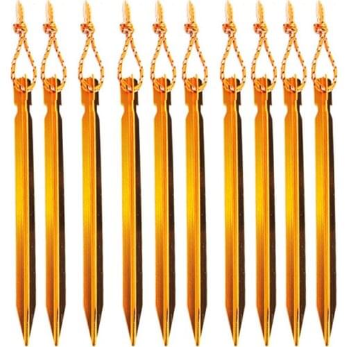 10pcs Tent Pegs length 18cm Aluminum alloy Stake with wind Rope Camping Tent Accessories Nail Peg
