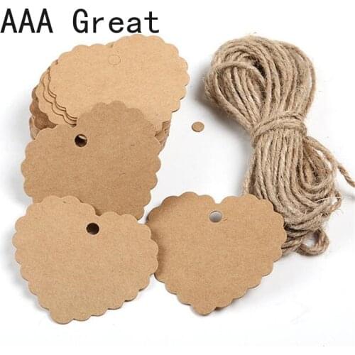 100Pcs/Lot Heart Shape Kraft Paper Card Wedding Favour Gift Tags For DIY Tag Price Label Party Favor Hole Supplies Packaging New