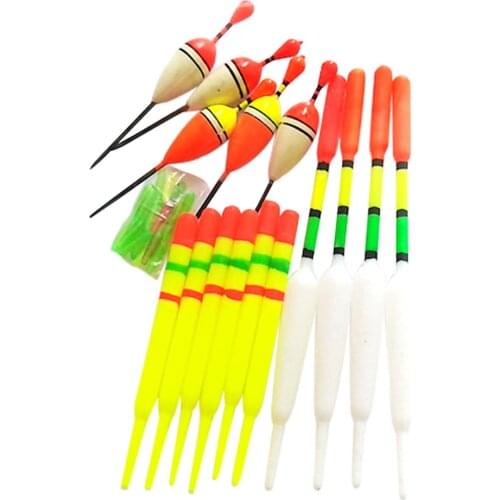 15pcs/set 3 Sizes Sea Fishing Buoys Plastic Portable Fish Bobbers Fishing Floating Set Outdoor Angling Tackles Attachment