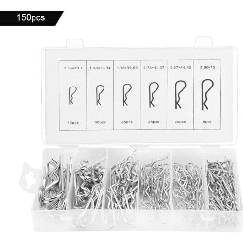 150Pcs/Lot R Cotter Pins Tractor Pin Clips with Plastic Box Split-Cotter Pins Assortment Kit Fastener Pins split pin