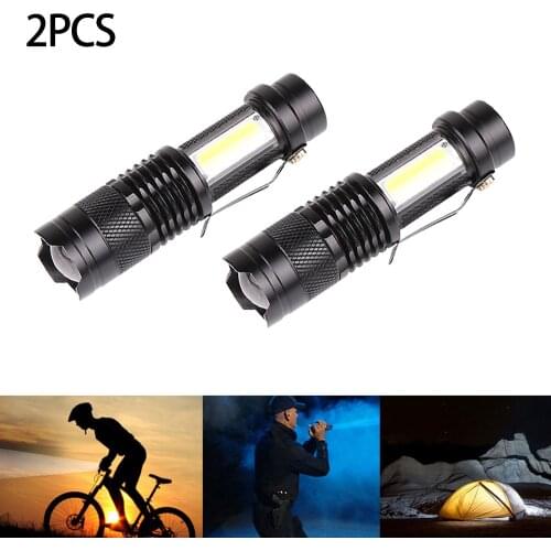 2PC 3800lm Mini LED Flashlight USB Rechargeable Flashlight Adjustable Zoomable Torch Penlight 3 Modes for Camping Hiking Cycling