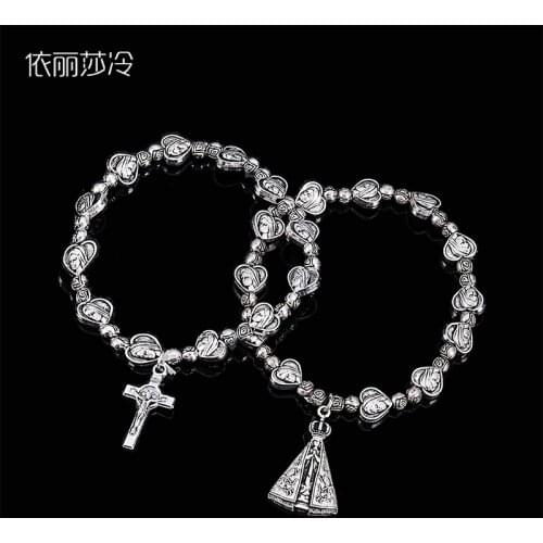 48 Pieces / Beaded Bracelet Catholic Charm Mary Rosary Bracelet, Bracelet Santa Maria Beaded Rosary Bracelet, Holy Mercy Bracele