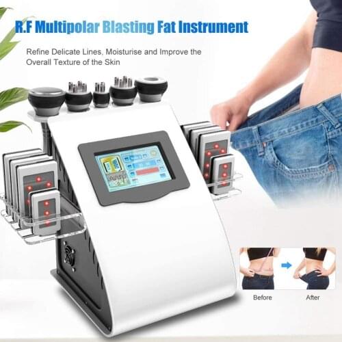 6 in 1 Cavitation Liposuction 40K Vacuum Weight Loss Radio Frequency RF Slim Lipo Beauty Machine Free Shipping
