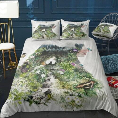 A Cat In The Garden Is My Original Surrealism Nature Pi Quilt Cover Comforter Bedding Set With Pillow Case Duvet Cover