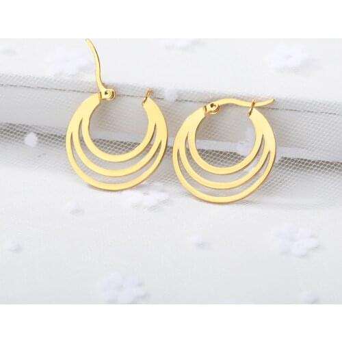 Big Hoop Earrings For Women Girl Party Jewelry Big Smooth Three Layered Circles Drop Earrings Accesorios Mujer Oorbellen