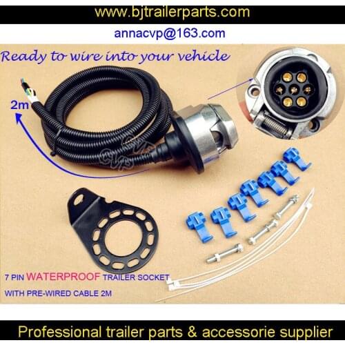 CVP waterproof 12N 7 pin trailer plug socket pre-wired cable truck automotive parts trailer connector with bracket parts