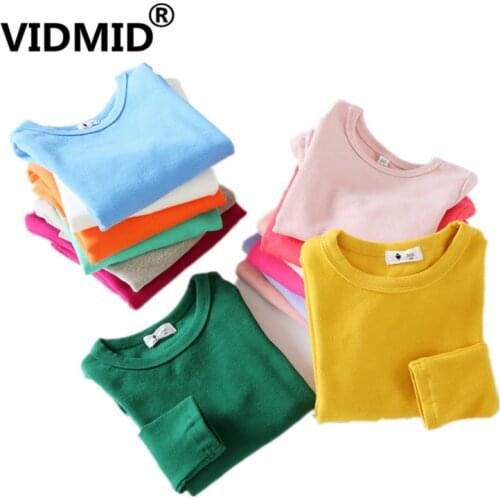VIDMID children t-shirt Baby boys girls Cotton Long-sleeve tops clothes T-shirt kids solid color clothing t-shirts 4006 18