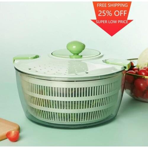 Vegetable And Fruit Vegetable Drain Basket Dehydrator Multifunctional Household Dryer Basket Shake Plastic Kitchen Tool Spinner