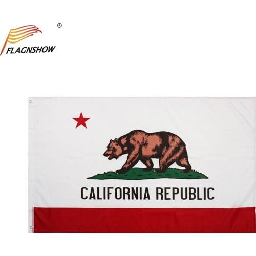 Flagnshow California State Flag One Piece 3X5 FT Hanging Polyester CA Banner with Brass Grommets