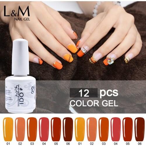 12 Pcs Set Lot IDO Gelpolish 15ml Pumpkin Color Series UV Gel Nails Polish Vernis Semi Permanent Professional Gels