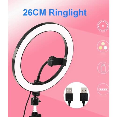 Photography Dimmable LED Selfie Ring Light Youtube Video Live 3500-5500k Photo Studio Light With Phone Holder USB Plug Tripod