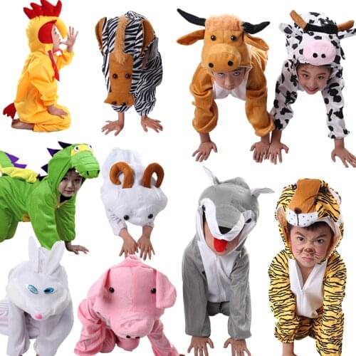 Animal Cosplay Costumes Pig Elephant Cow Wolf fox rabbit Dinosaur Tiger Horse Kids Gift Jumpsuit