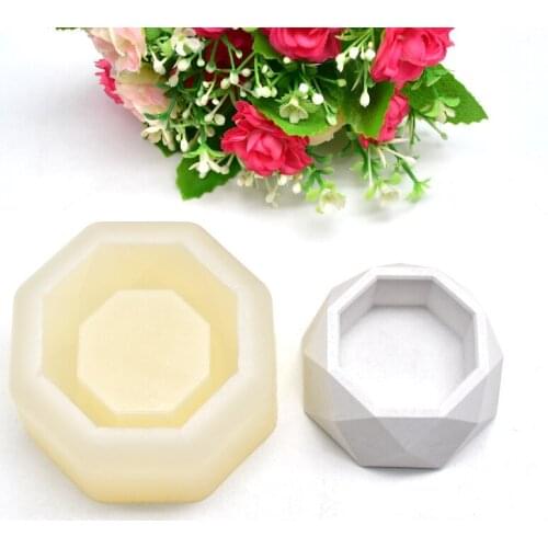 Creative Flower Pot Candle Shape 8 Polygonal Concrete Silicone Mold Office Home Decoration Handicrafts Mini Plaster Vase Mould