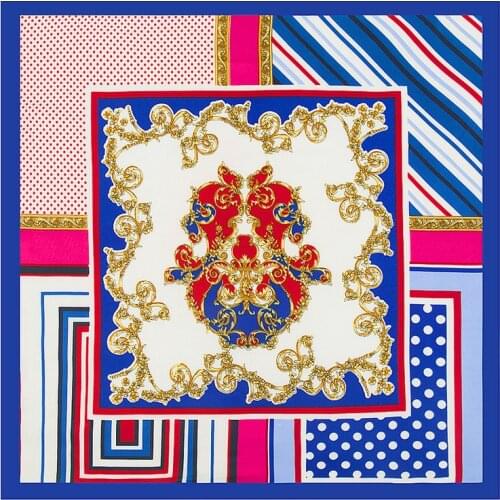 MENGLINXI 60cm*60cm 2020 Luxury Brand Geometric Striped Print Women Twill Silk Scarf Small Square Scarves New Dot Headband