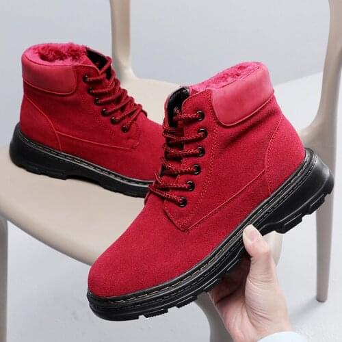 Fashion Lightweight Casual Ankle Boots Women Winter Warm Plush Womens Martin Boots Red Platform Tooling Shoes Women botas mujer