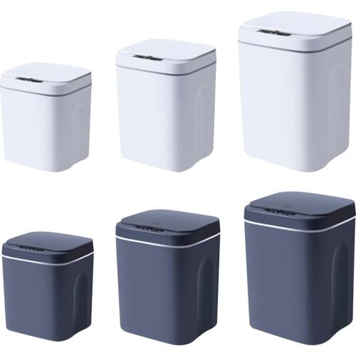 Kitchen Trash Can Waterproof Bathroom Office Bedroom with Lid Automatic Induction Touch-Free Trash Can with USB Charging Cable